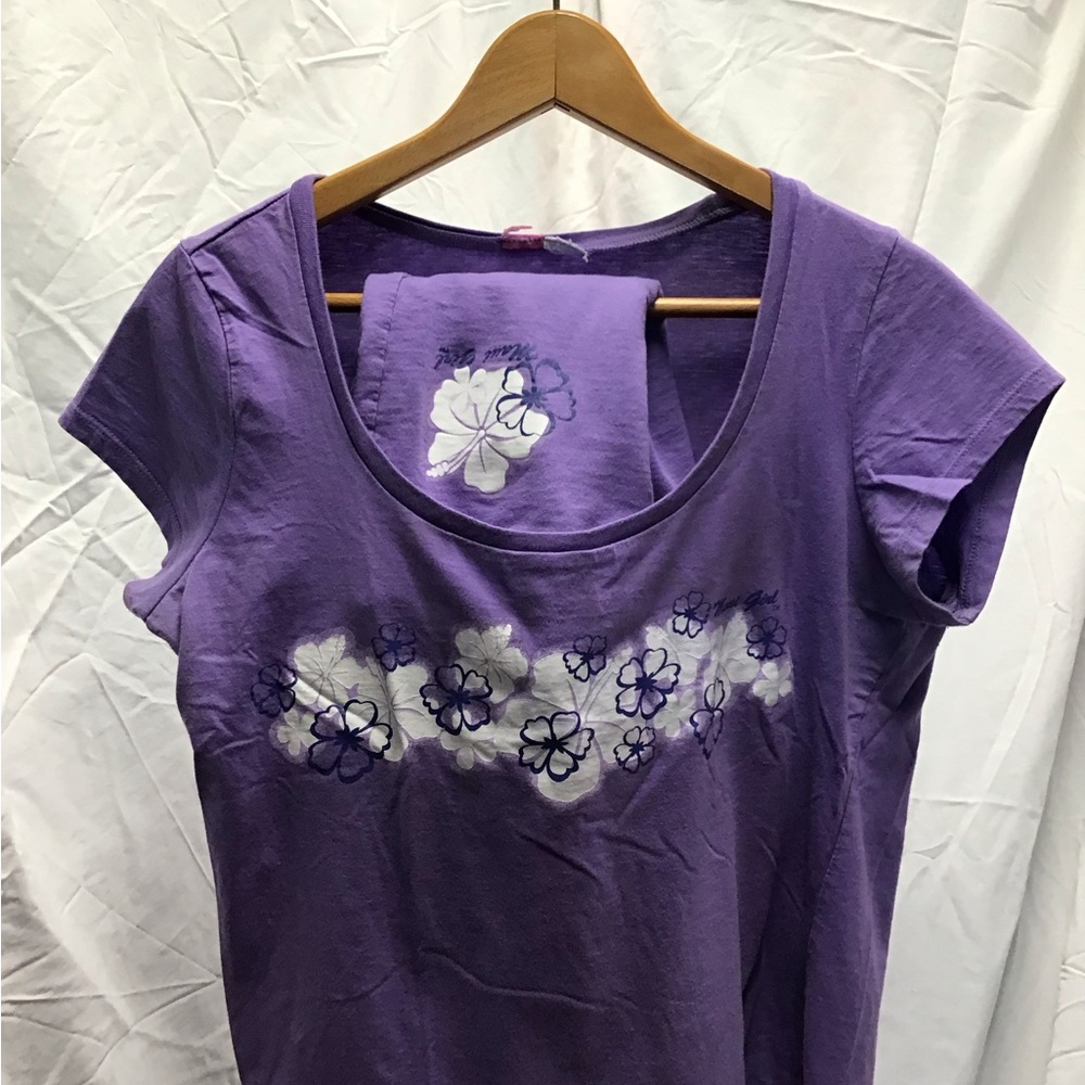 Maui Girl short cap sleeve purple t-shirt & capri pant women’s M Great condition